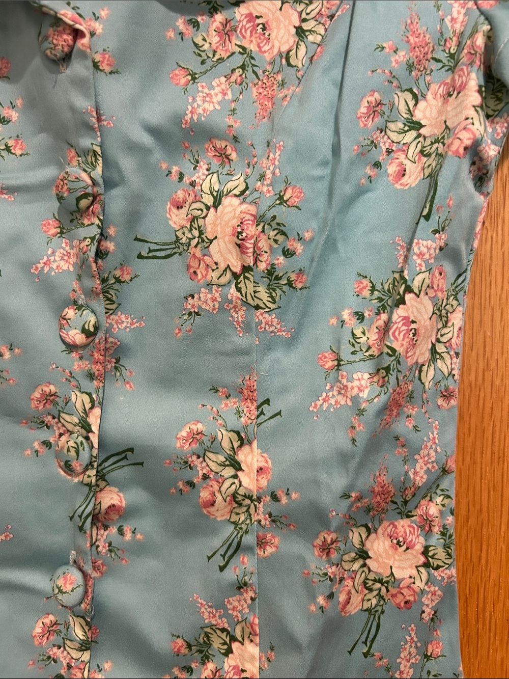 Voodoo Vixen Mint Blue Floral Button-Front Top - Picture 3 of 5